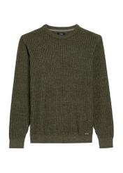 Sweter męski khaki SWEMT-0183-55(Z25), widok produktu z przodu na białym tle.