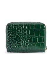 Zielony skórzany portfel damski croco TOREC-0952-51(W25) - widok produktu z tyłu na białym tle.