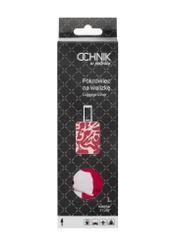 Różowy pokrowiec na średnią walizkę AW-013-0007-5P-M(W26), widok produktu z przodu w opakowaniu.