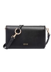 Czarny portfel damski z paskiem POREC-0431-99(W26), widok produktu z przodu na białym tle.