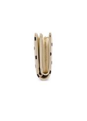 Beżowy portfel damski w grochy POREC-0362-0P(W26) - widok produktu z boku, na białym tle.