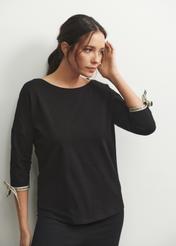 Czarna bluzka damska z wiązaniem BLUDT-0126-99(W23)