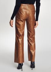 Skórzane metaliczne spodnie damskie SPODS-0023-1156(Z21)