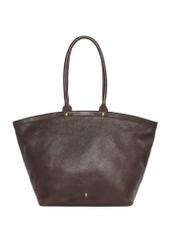 Brązowa skórzana torebka damska typu shopper TORES-1380-1H(Z26), widok produktu z przodu na białym tle.