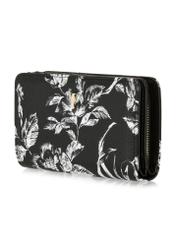 Black women's wallet with a floral pattern POREC-0392-99(Z24)-02