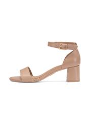 Skórzane sandały damskie w kolorze beżowym BUTYD-1179-1B(W26), widok produktu z boku na białym tle.