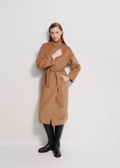 Long beige women's coat PLADT-0053-81(Z24) zdj.2