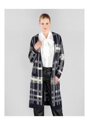 Długi kardigan damski w kratę KARDT-0019-69(Z20)-01