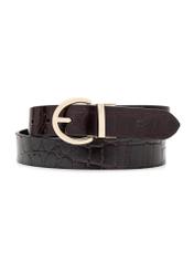 Dwustronny skórzany pasek damski croco PASDS-0332-4D(Z26), widok produktu od przodu na białym tle.