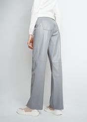 Szare skórzane spodnie damskie SPODS-0038-1376(W24)