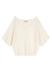 Biała bluzka damska BLUDT-0201-0B(W26), widok produktu od przodu na białym tle.