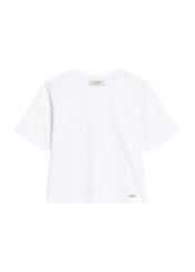 Krótki T-shirt z bawełny merceryzowanej TSHDT-0147-11(Z25), widok produktu z przodu na białym tle.