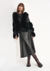 Futro damskie w stylu ramoneski z odpinanymi rękawami FUTDF-0096-5498(Z22)-03