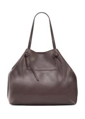 Duża brązowa torebka shopper TOREC-0995A-89(Z25), widok produktu od tyłu na białym tle.