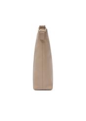 Beżowa skórzana torebka damska TORES-1265-1B(W26) - widok produktu z boku, na białym tle. 