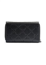 Czarny skórzany portfel damski z monogramem PORES-0882A-99(W25)