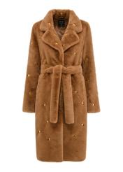 Long women's fur coat in camel color FUTDP-0054-24(Z24)-05