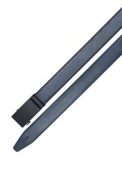 Skórzany granatowy pasek męski PASMS-0269-7E(W26), widok produktu z góry na białym tle.