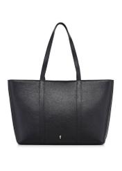 Czarna skórzana torebka shopper TORES-1273-9I(W26) - widok produktu z przodu na białym tle. 