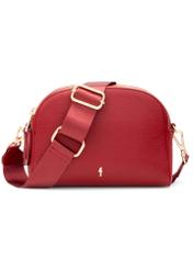 Mała czerwona torebka damska TOREC-0036E-42(Z25), widok produktu z przodu na białym tle.