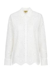 Biała ażurowa koszula damska KOSDT-0152-11(W24)