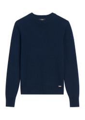 Granatowy sweter damski z kaszmiru i wełny SWEDT-0251A-7E(Z26), widok produktu z przodu na białym tle.
