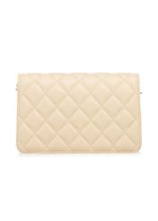 Żółta mała pikowana torebka damska TOREC-1033-2A(W26), widok produktu z tyłu na białym tle.