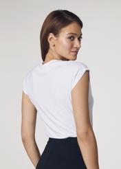 Biały T-shirt basic damski TSHDT-0068-11(W21)-03