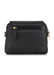 Czarna mała skórzana torebka damska TORES-0958E-9I(W26), widok produktu z tyłu na białym tle.