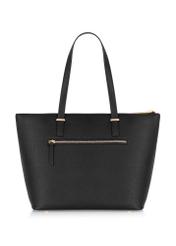 Czarna torebka shopper damska TOREC-0953A-99(Z25), widok produktu od tyłu na białym tle.
