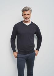 Granatowy sweter męski z logo  SWEMT-0159-69(Z24)-01