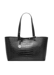 Czarna torebka damska croco TOREC-1258-9G(Z26), widok produktu od przodu na białym tle.