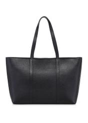 Czarna skórzana torebka shopper TORES-1273-9I(W26) - widok produktu z tyłu na białym tle. 