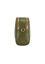 Mała torebka damska khaki TOREC-0036E-55(Z25), widok produktu bokiem na białym tle.