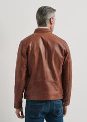 Brązowa klasyczna skórzana kurtka męska KURMS-0328-1373(W24)