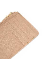 Beżowy mały skórzany portfel damski PORES-0978R-1B(W26), zbliżenie na detal produktu na białym tle.