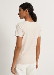 Beżowy T-shirt damski z monogramem TSHDT-0109-81(W23)-02