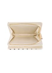 Beżowy portfel damski w grochy POREC-0362-0P(W26) - widok produktu z góry, na białym tle.