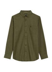 Koszula męska w kolorze khaki KOSMT-0299A-55(Z25), widok produktu od przodu na białym tle.