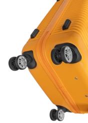 Walizka mała na kółkach WALAB-0040-3A-19(W26), widok kółek produktu na białym tle.