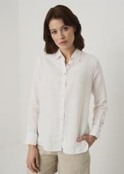 Lniana biała koszula damska KOSDT-0091-11(W22)-01