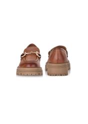 Brown leather women's loafers on the platform BUTYD-1098-87(Z24)-06