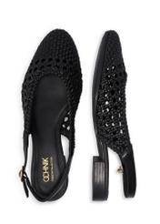 Czarne plecione buty damskie BUTYD-1252-99(W26), widok produktu z góry na białym tle.