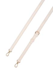 Mała kremowa torebka damska TOREC-1234-0B(W26) - zbliżenie na detal, na białym tle. 