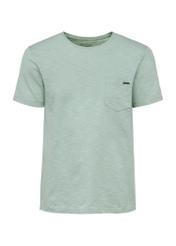 Zielony bawełniany t-shirt męski TSHMT-0121-52(W25), widok produktu z przodu na białym tle.