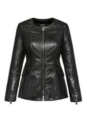 Women's black leather biker jacket KURDS-0495-5491(Z24)-05