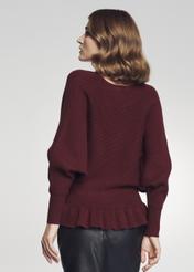 Bordowy sweter damski z taliowaniem SWEDT-0126-49(Z21)