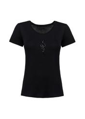 Czarny T-shirt damski z wilgą TSHDT-0080-99(Z21)