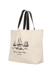 Kremowa bawełniana torba z nadrukiem TOREN-0136-0P(W26), widok produktu skosem na białym tle.