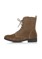 Women's suede ankle boots in khaki color BUTYD-1008-82(Z24)-03